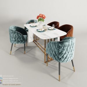 Dinning room scene 3d model 3dsmax corona